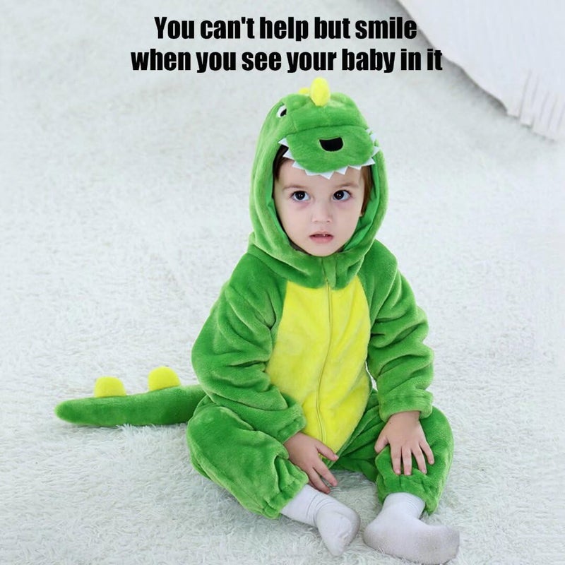 OLLULL Baby Green Dinosaur Costumes Unisex Toddler Outfit Halloween Dress Up Romper 2-3 Years - Image 2